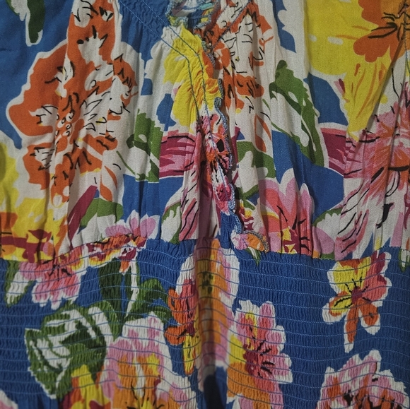 No Boundaries Red and Blue Sleeveless V-Neck Maxi Sundress - Picture 2 of 3